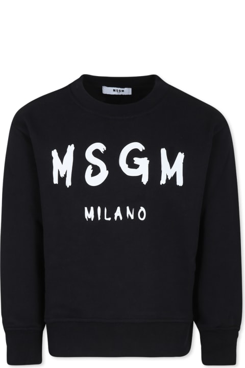 Homeware MSGM Black Sweatshirt For Kids With Logo