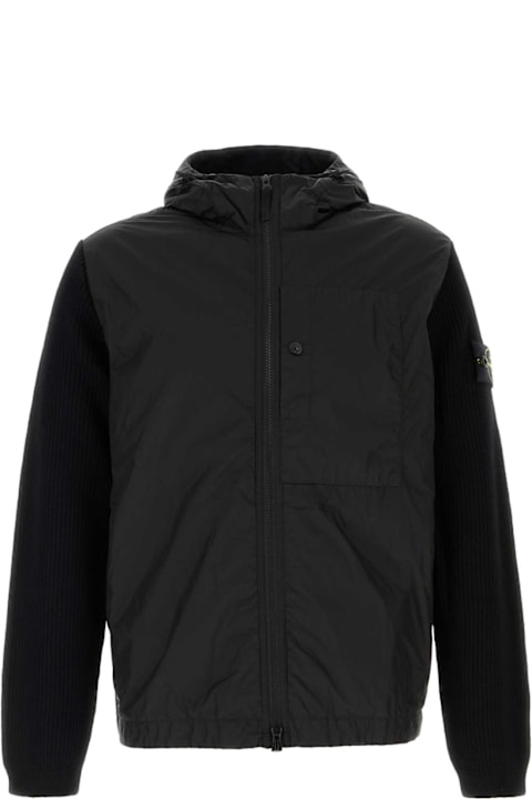 Stone Island لـ Men Stone Island Black Wool And Nylon Jacket