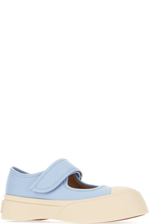 Wedges for Women Marni Powder Blue Nappa Leather Mary Jane Ballerinas