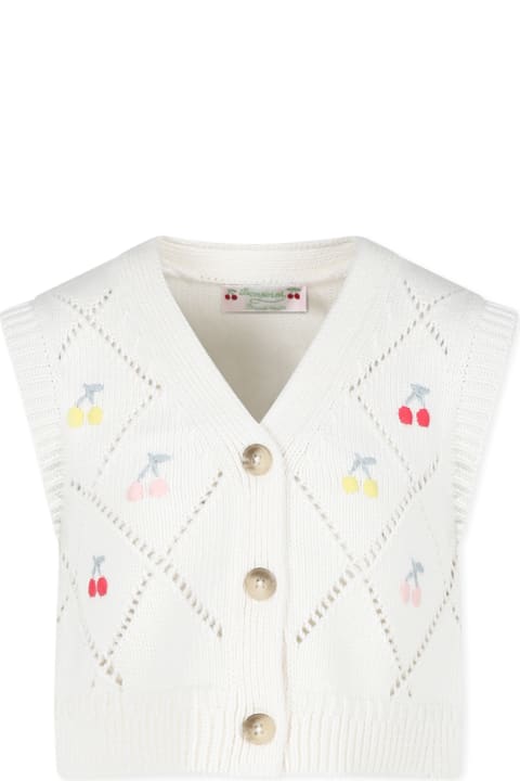 ガールズ トップス Bonpoint Ivory Sweatshirt For Girl With Cherries