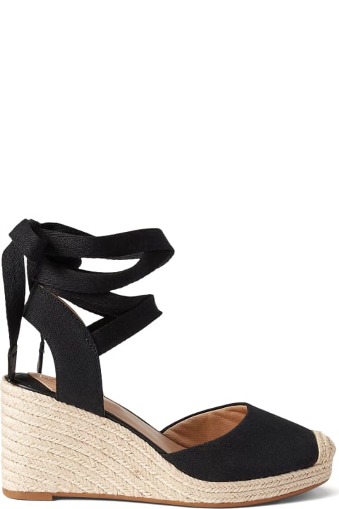 Ralph Lauren Flat Shoes for Women Ralph Lauren Black Espadrilles With Ankle Laces