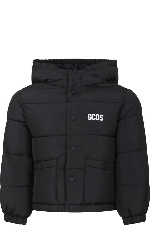 GCDS Mini Coats & Jackets for Boys GCDS Mini Piumino Nero Per Bambini Con Logo