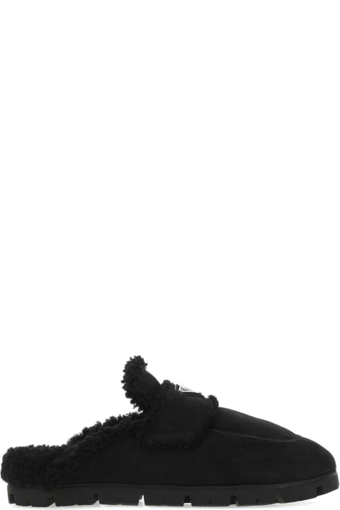 Prada Sandals for Women Prada Black Shearling Slippers