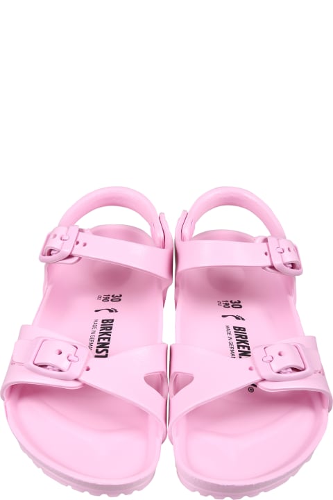 Shoes for Girls Birkenstock Milano Eva Pink Sandals For Kids With Logo