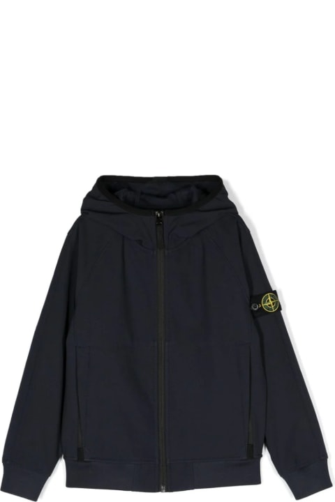 Fashion for Men Stone Island Junior Navy Blue Light Soft Shell-r E.dye Jacket In Recycled Polyester