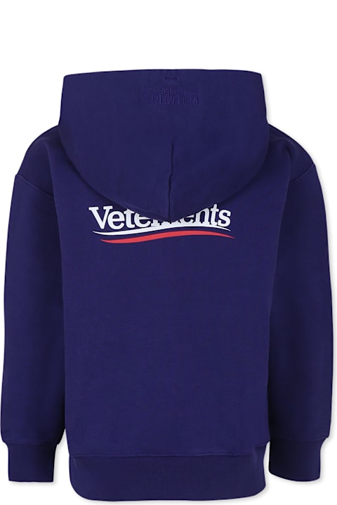 VETEMENTS لـ Kids VETEMENTS Blue Sweatshirt For Kids With Logo