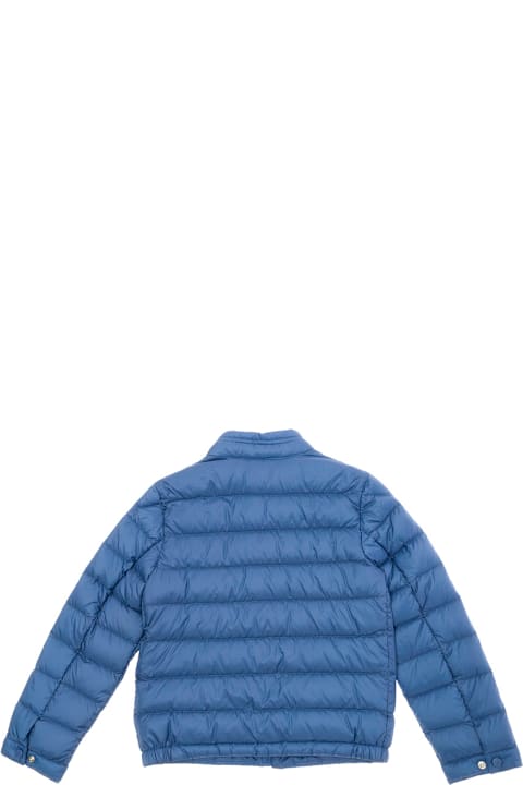 キッズのセール Moncler 'acorus' Ligth Blue Down Jacket With Patch Logo In Poliammide Boy