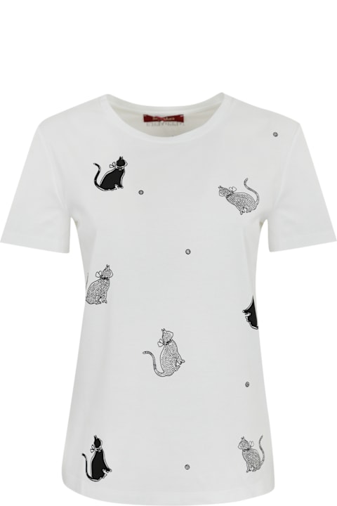 Max Mara Studio Topwear for Women Max Mara Studio Ernesta Cotton T-shirt With Print And Glitter