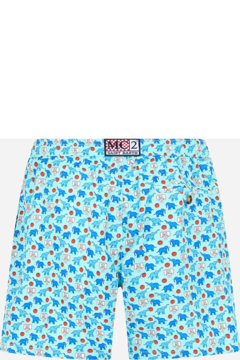 Homeware MC2 Saint Barth Man Lightweight Fabric Swim-shorts Lighting Micro Fantasy With Elephant Print