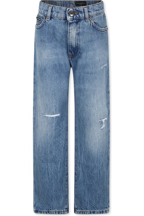 Fashion for Women Dolce & Gabbana Blue Jeans For Boy With Logo