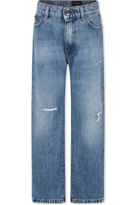 Bottoms for Boys Dolce & Gabbana Blue Jeans For Boy With Logo