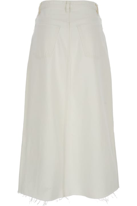 Skirts for Women Frame White Denim Midi Skirt In Cotton Woman