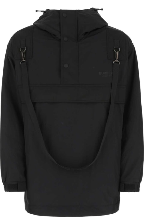 Coats & Jackets for Men Burberry Black Nylon Blend Oversize Windbreaker