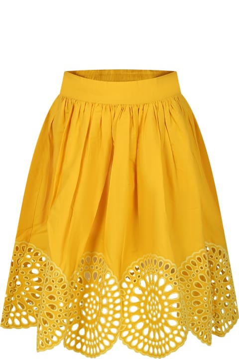 Stella McCartney Kids Stella McCartney Kids Yellow Skirt For Girl With Macramé Lace.