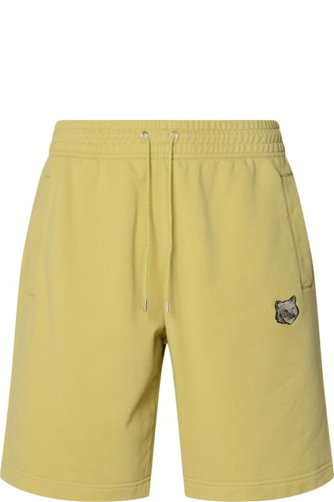 Pants for Men Maison Kitsuné Mustard Cotton Bermuda Shorts