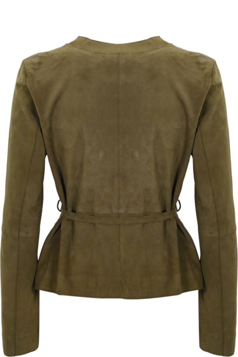 D'Amico Clothing for Women D'Amico Green Suede Jacket