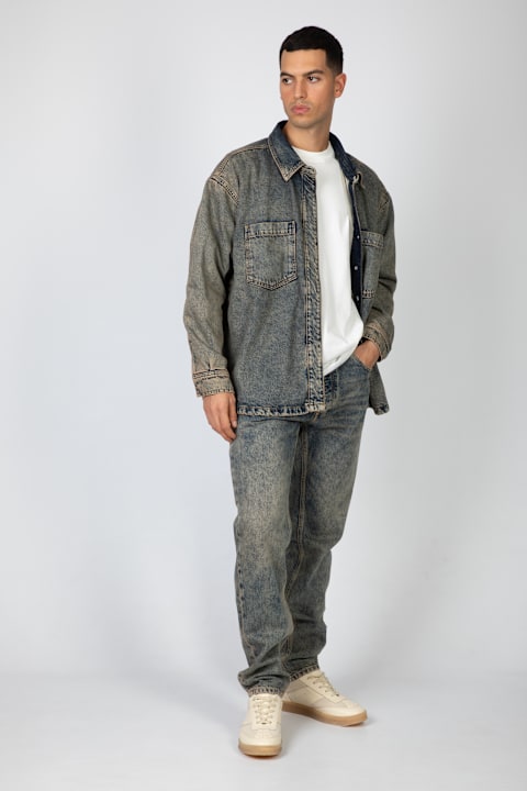 Icon Denim Clothing for Men Icon Denim Man Jeans Sandblasetd blue denim loose jeans - Kanye