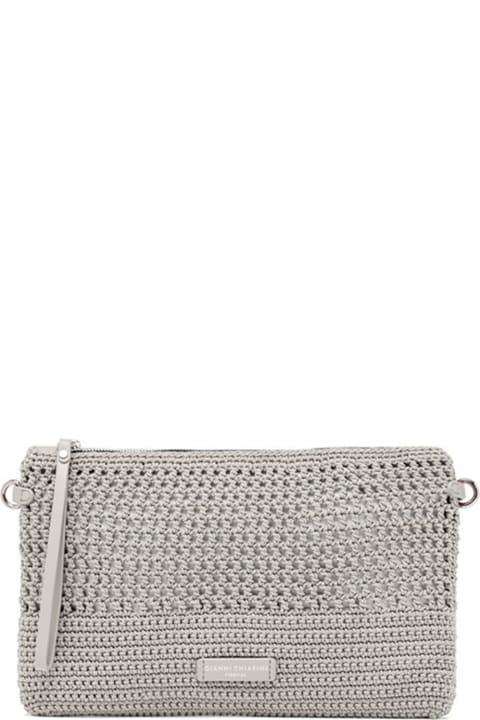 Clutches for Women Gianni Chiarini Gray Victoria Clutch Bag In Crochet Fabric
