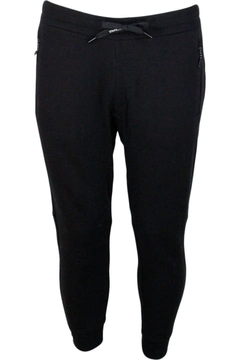 Armani Collezioni Fleeces & Tracksuits for Men Armani Collezioni Cotton Fleece Jogging Trousers With Drawstring At The Waist And Cuff At The Bottom