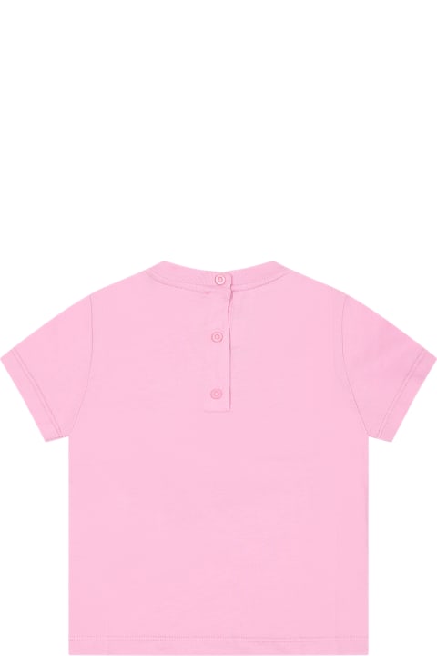 Fendi for Kids Fendi Pink T-shirt For Baby Girl With Logo