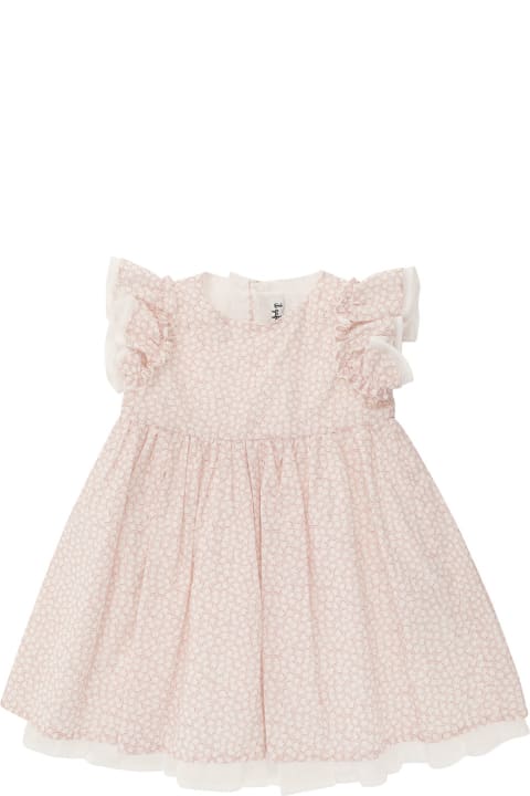 Bodysuits & Sets for Baby Boys Il Gufo Pink Dress With All-over Floreal Print And Bow Detail In Cotton Girl