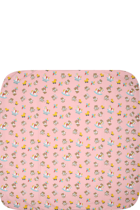 Accessories & Gifts for Baby Girls Moschino Pink Baby Girl Blanket With All-over Pattern