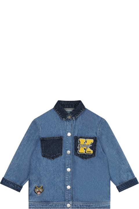 Coats & Jackets for Boys Kenzo Kids Giacca-camicia Denim Con Applicazione