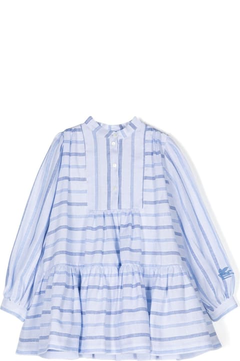 Dresses for Girls Etro Light Blue Striped Linen Dress