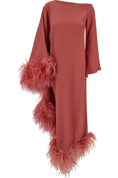 Fashion for Women Taller Marmo Salmon Pink Dress With Tonal Feather Trim In Acetate Blend Woman
