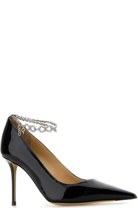 Mach & Mach High-Heeled Shoes for Women Mach & Mach Black Leather Bow Chain Pumps