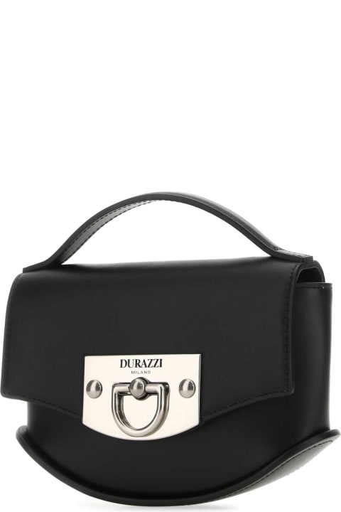 Durazzi Milano Totes for Women Durazzi Milano Black Leather Mini Swing Handbag