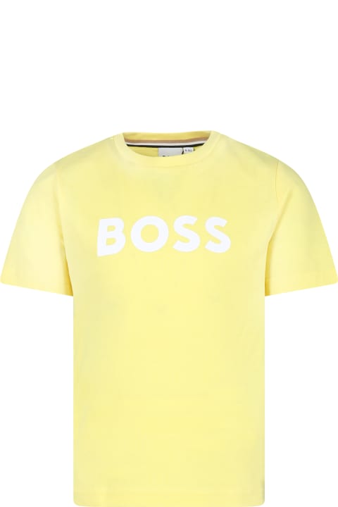 Hugo Boss Kids Hugo Boss Yellow T-shirt For Boy With Logo