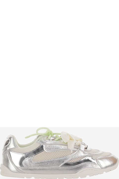 Pinko Yulia Leather And Mesh Sneakers With Two-tone Laces