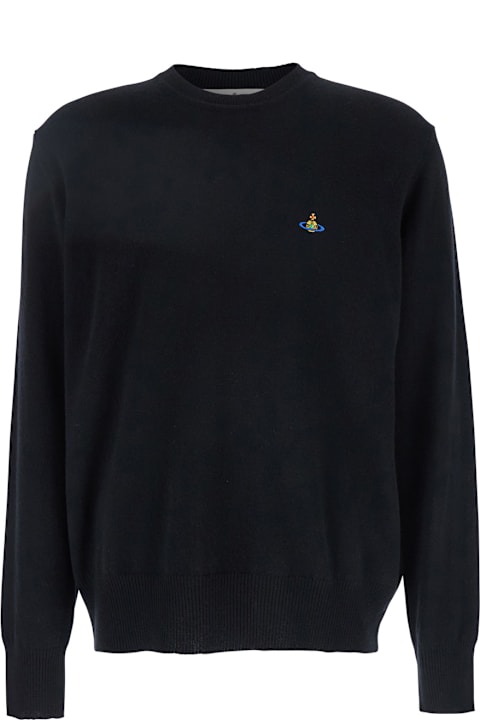 أدوات منزلية Vivienne Westwood 'alex' Black Crewneck Sweater With Orb Logo Detail On The Front In Wool And Cashmere Woman