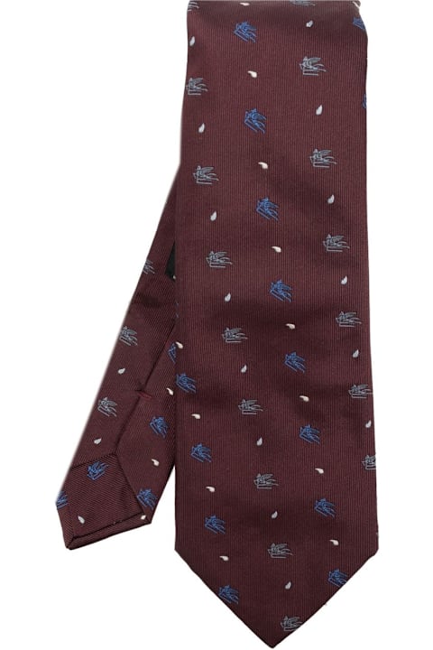 Ties for Men Etro Logo Embroidered Pointed-tip Tie