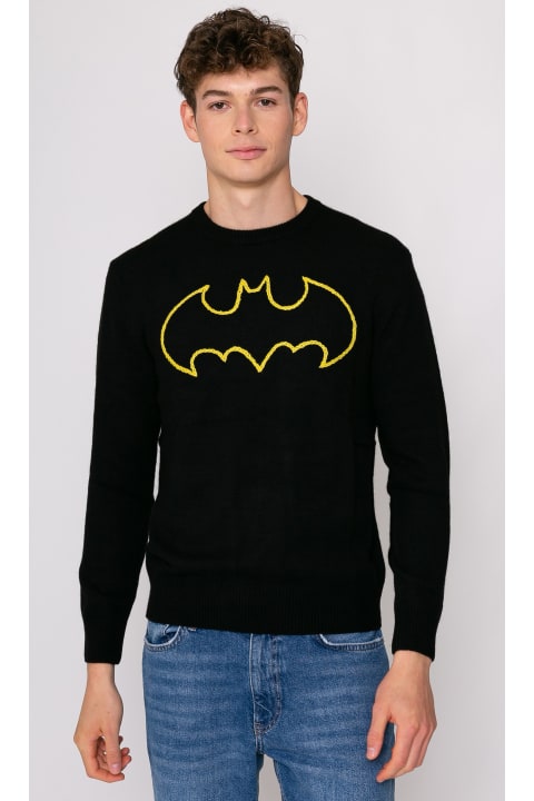 Fashion for Men MC2 Saint Barth Man Black Sweater Batman Logo | Warner Bros. Special Edition