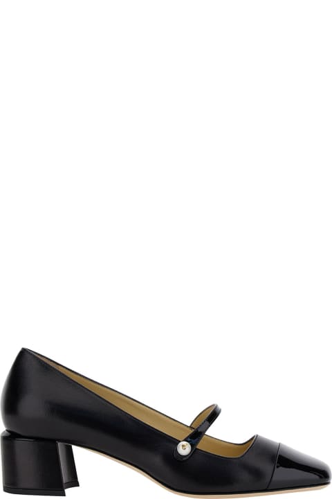 Jimmy Choo High-Heeled Shoes for Women Jimmy Choo 'elisa 45' Black Pumps With Pearl Detail In Patent Leather Woman