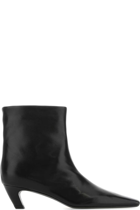 ウィメンズ ブーツ Khaite Black Leather Arizona Ankle Boots