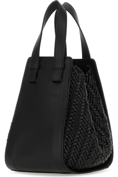 ウィメンズ トートバッグ Loewe Black Leather Hammock Bucket Bag