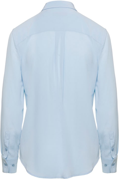 ウィメンズ Equipmentのウェア Equipment Light Blue Slim Shirt With Chest Patch Pocket In Silk Woman