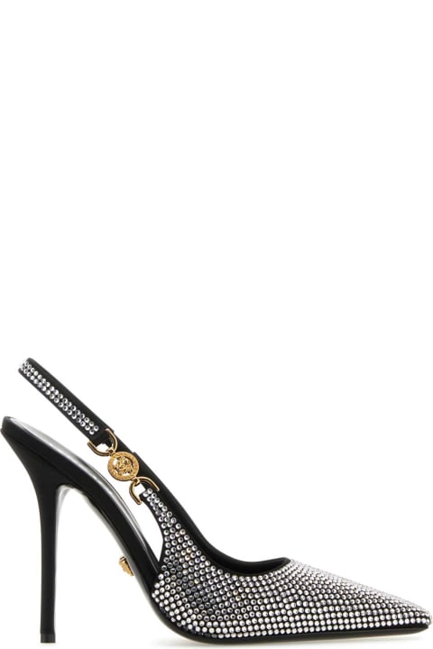 Versace High-Heeled Shoes for Women Versace Embellished Satin Medusa 95 Pumps
