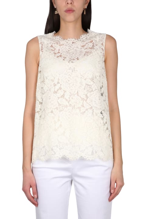 Dolce & Gabbana Clothing for Women Dolce & Gabbana Logoed Stretch Lace Top