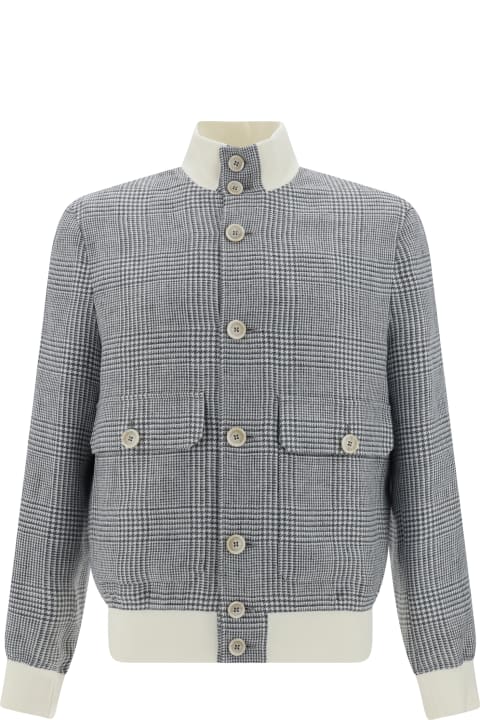 Brunello Cucinelli Clothing for Men Brunello Cucinelli Linen, Wool And Silk Checked Jacket