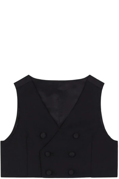Dolce & Gabbana Coats & Jackets for Baby Boys Dolce & Gabbana Double Breasted Vest In Stretch Wool Canvas