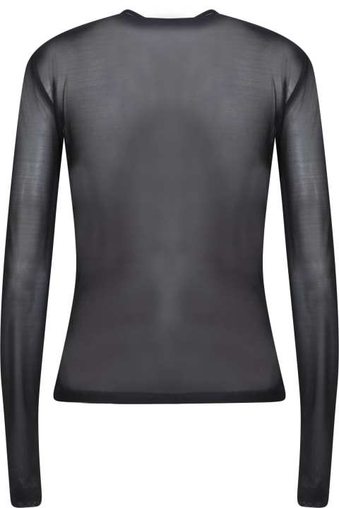 Alberta Ferretti Sweaters for Women Alberta Ferretti Black Mesh Strass Top