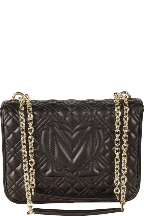 Love Moschino Shoulder Bags for Women Love Moschino Logo Embossed Quilted Chain Shoulder Bag