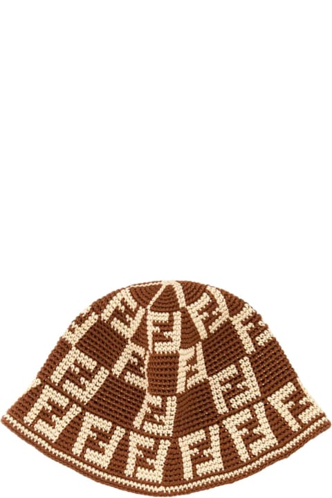 Hair Accessories for Women Fendi Two-tone Crochet Bucket Hat