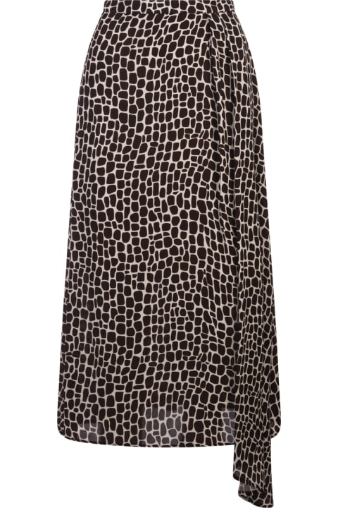 MSGM for Women MSGM Asymmetrical Long Skirt With Brown Animalier Print