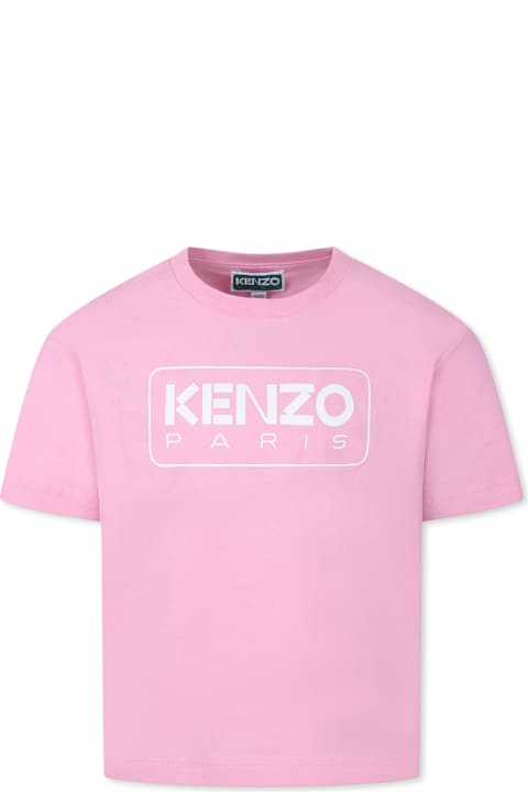 Kenzo Kids for Girls Kenzo Kids Pink T-shirt For Girl With Logo