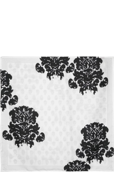 Alexander McQueen Scarves & Wraps for Women Alexander McQueen White Printed Silk Scarf